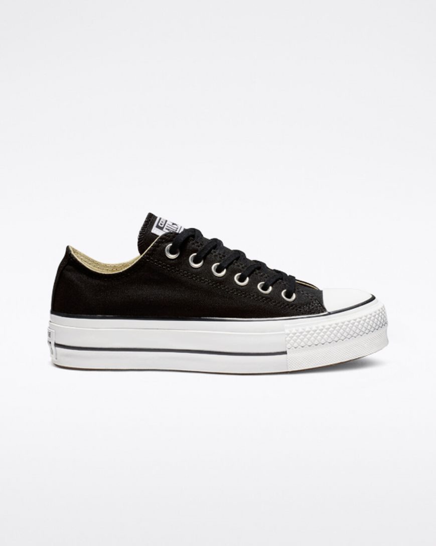 Dámské Boty Na Platformy Converse Chuck Taylor All Star Lift Platene Nízké Černé Bílé | CZ EJ31Z54